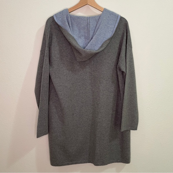 J. Jill Pure Jill Wool Blend Hooded Open Front Long Sleeve Cardigan - Light Gray - Picture 2 of 13
